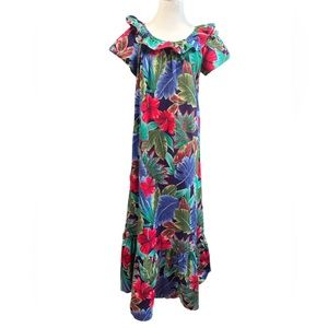 🌺Vintage Hilo Hattie The Hawaiian Original Hibiscus & a Hula Maxi Dress